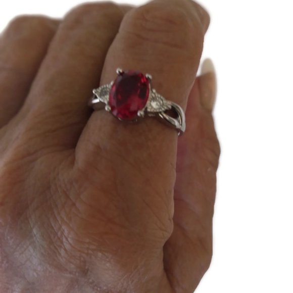 SOLD ON DIFFERENT PLATFORM .925 silver Lab Created Ruby Ring - Picture 2 of 6